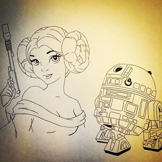 Leia & R2D2 Print